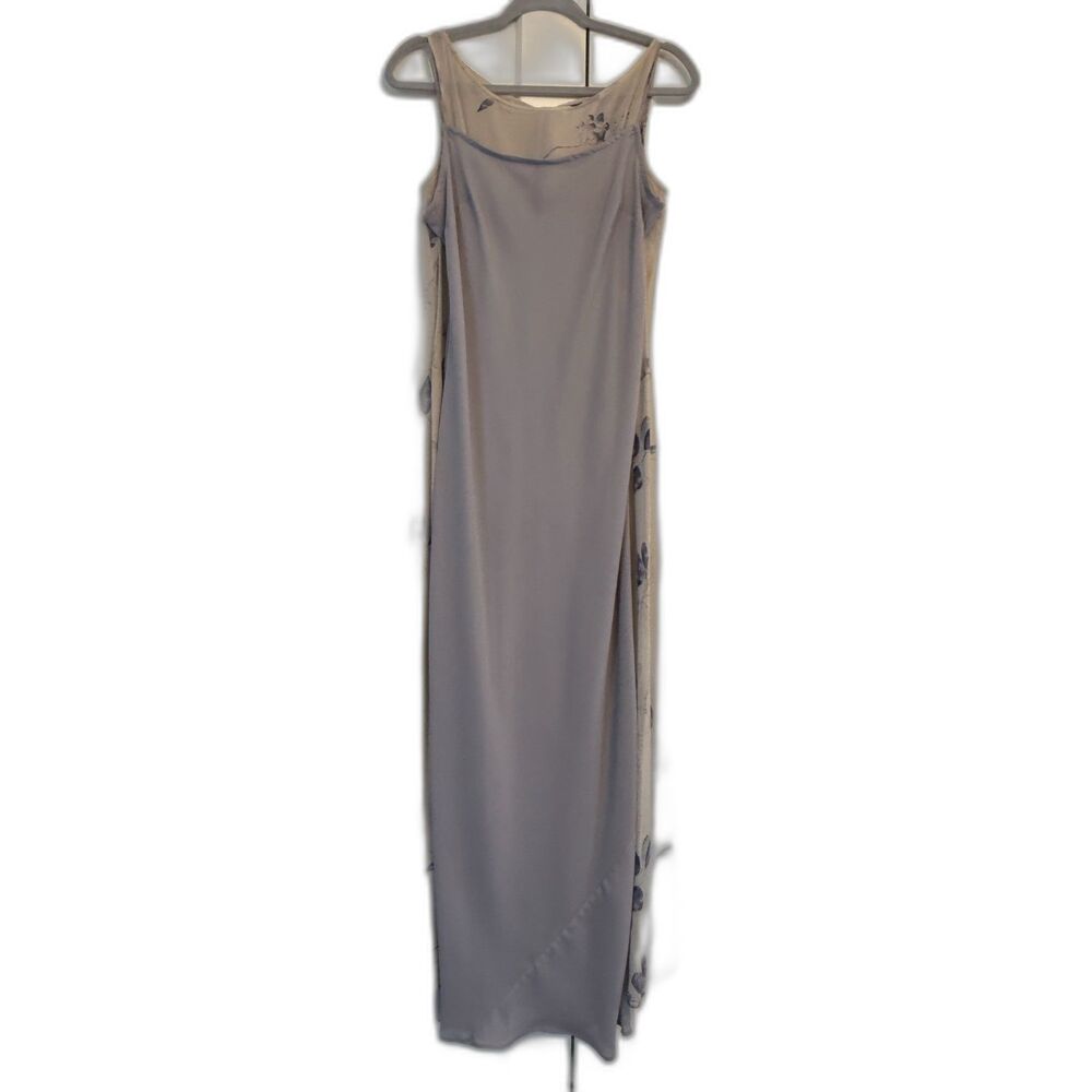 Vintage Y2K Tahari/Elie Tahari100% Silk Lavender Slip Dress Sheer ChiffonOverlay